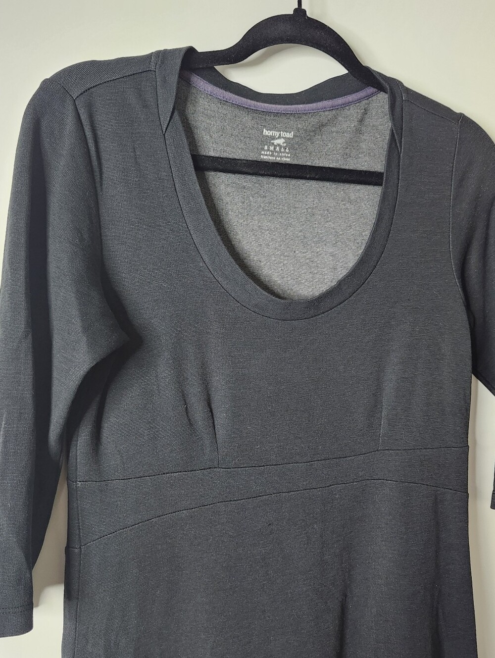 Toad&Co Dress Womens Small Black Tencel 3/4 Sleeve Scoop Neck Pull On Outdoor - Picture 3 of 10